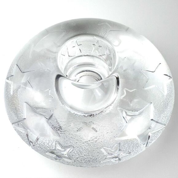 Orrefors Sweden Stars Crystal Candle Holder 5.5" Diameter - Picture 1 of 8